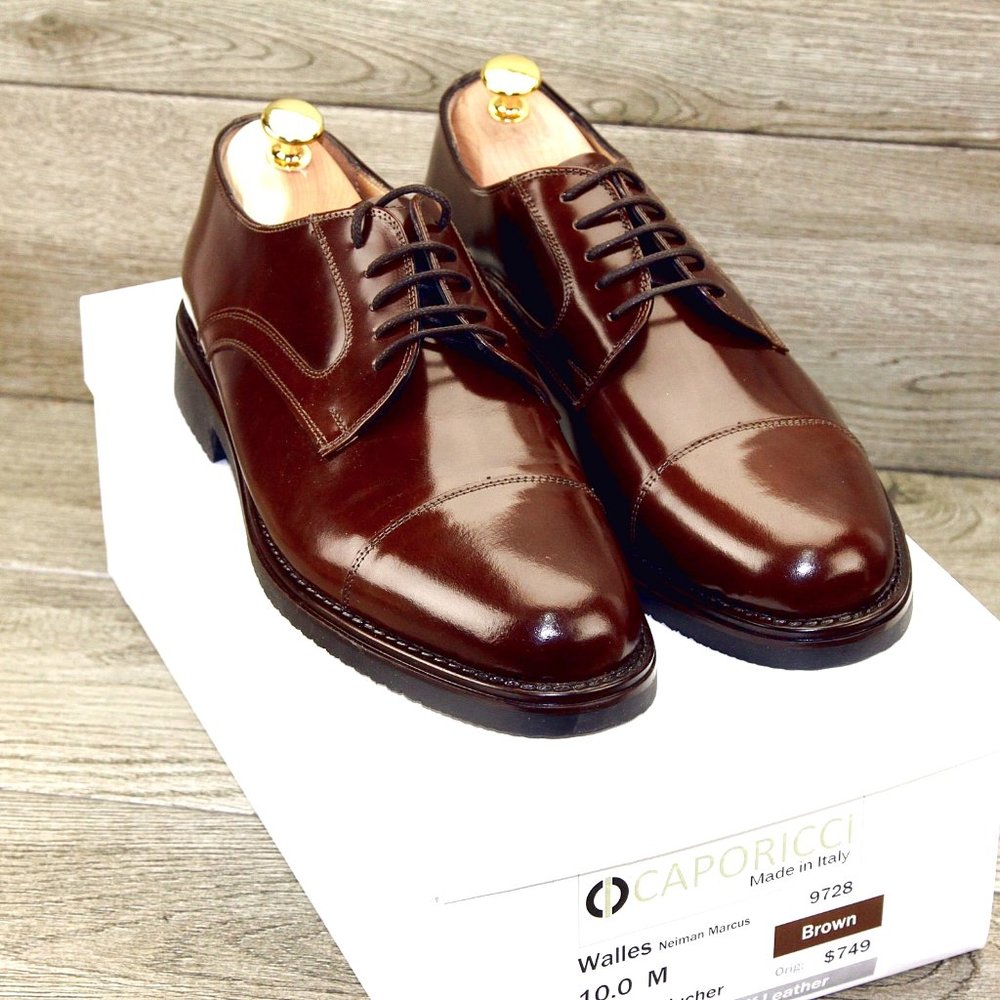 *NEW* $779 Caporicci Abrasivato 10 M Italian Patent Calfskin Tuxedo * new Trees